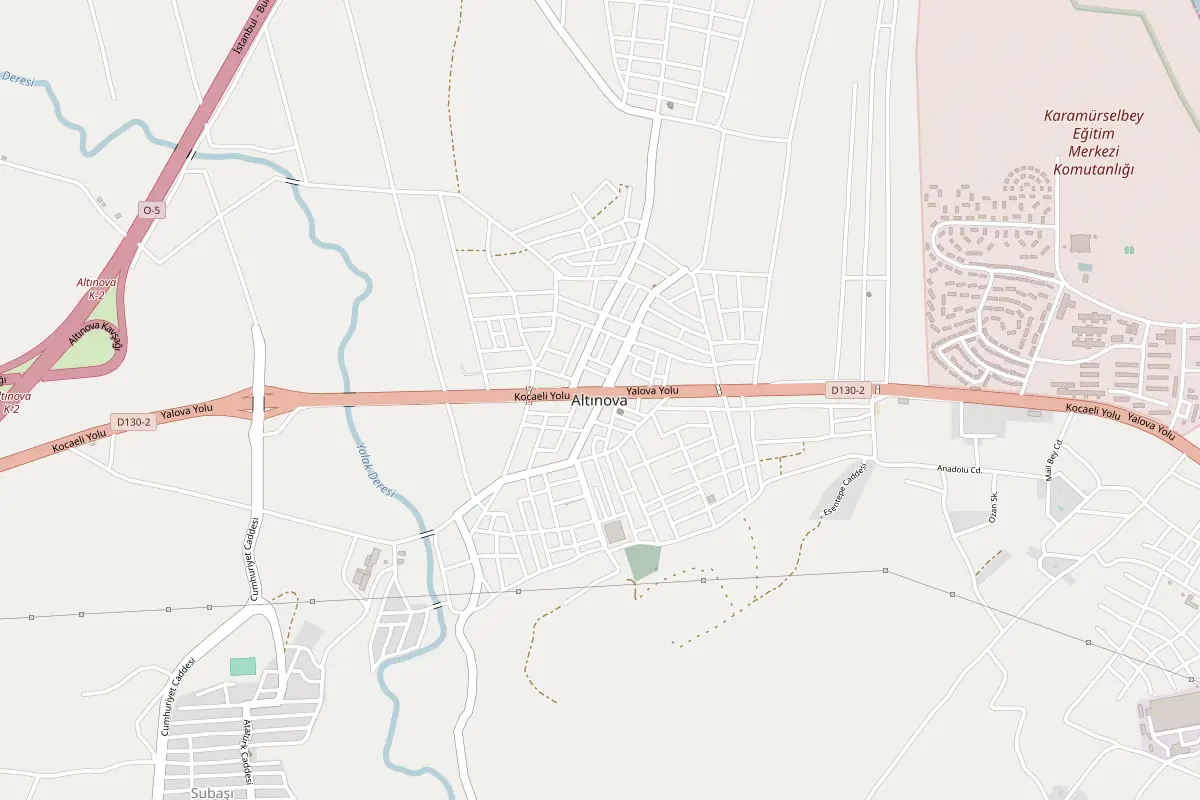 Altınova merkezinin OpenStreetMap haritası